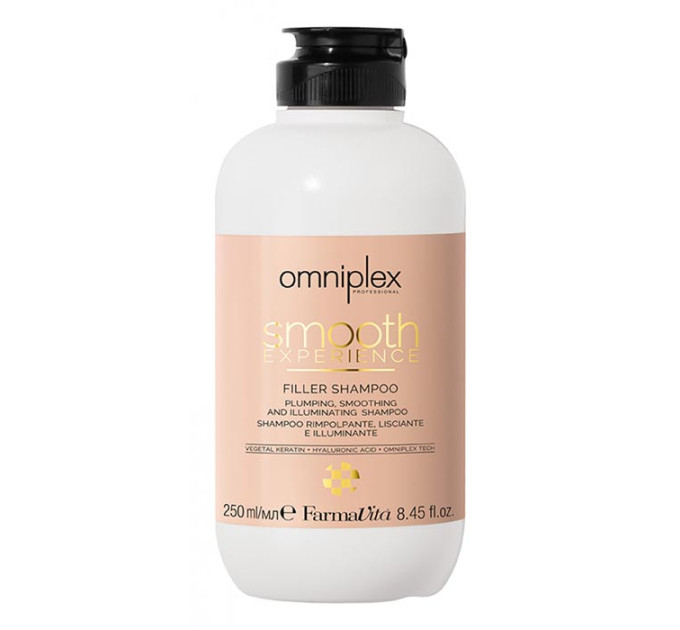 Разглаживающий и восстанавливающий питающий шампунь FarmaVita Omniplex Smooth Experience Filler Shampoo