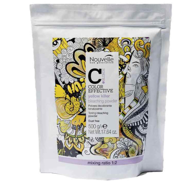 Осветляющая пудра для волос с антижелтым эффектом Nouvelle Yellow Killer Toning Bleaching Powder